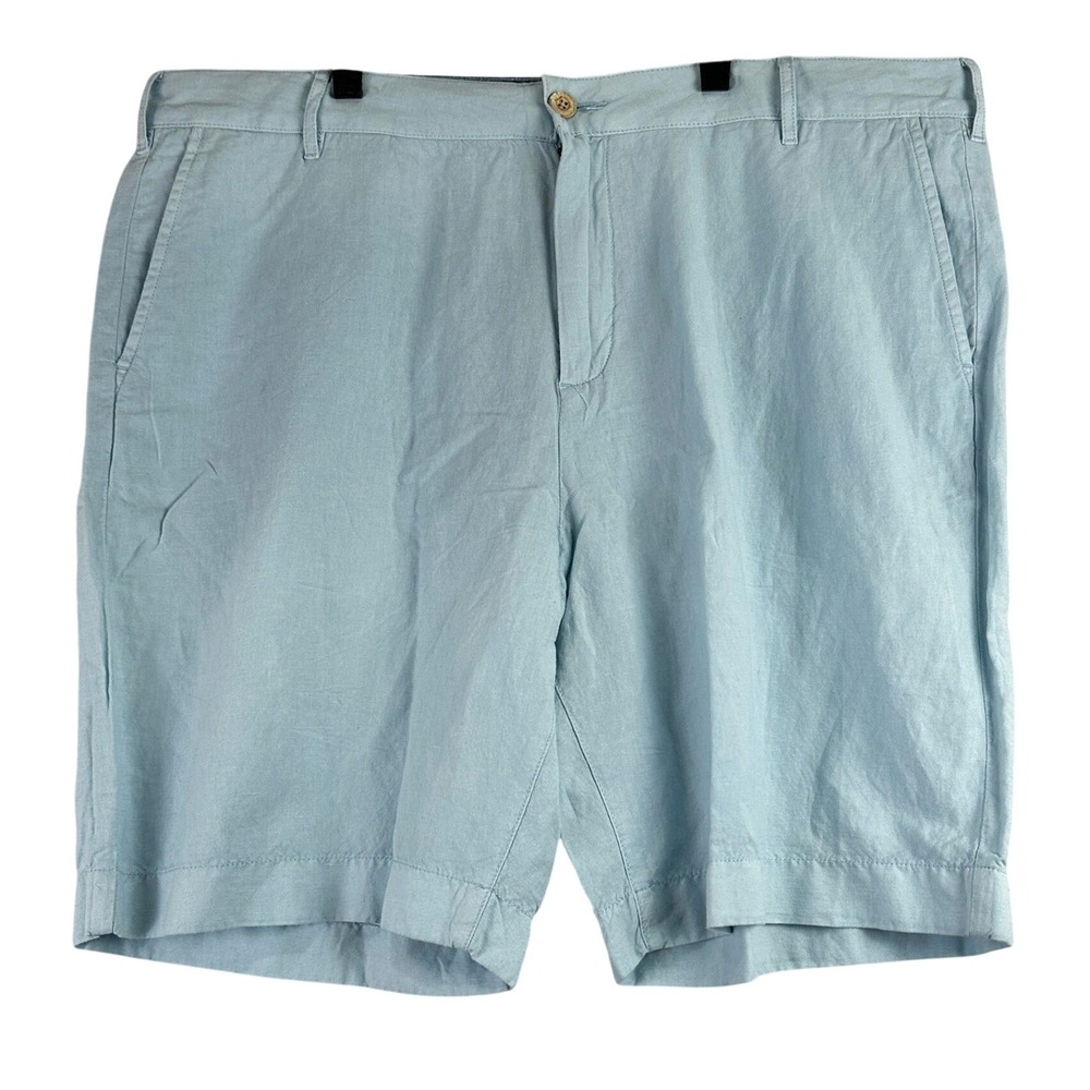 Faherty Tradewinds Linen Blend Flat Front Shorts Mens 38 Light Blue Coastal
